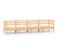 vidaXL Juego de muebles de jardín 4 piezas madera maciza de pino en color Marrón/Blanco | almacenamiento funcional diseño moderno para baño dormitorio sala