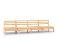 vidaXL Juego de muebles de jardín 4 pzs madera maciza pino en color Marrón miel/Marrón/Blanco y más | almacenamiento funcional diseño moderno para baño dormitorio sala