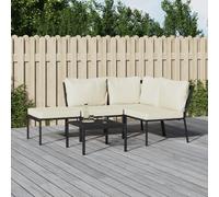 vidaXL Juego de muebles de jardín 5 piezas acero y cojines color arena