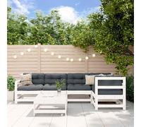 vidaXL Juego de muebles de jardín 6 piezas madera maciza pino blanco