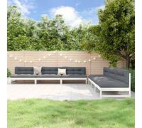 vidaXL Juego de muebles de jardín 6 piezas madera maciza pino blanco