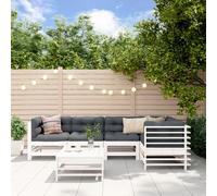 vidaXL Juego de muebles de jardín 6 piezas madera maciza pino blanco
