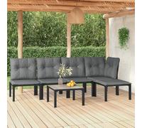 vidaXL Juego de muebles de jardín 6 pzas ratán sintético negro y gris