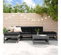 vidaXL Juego de muebles de jardín 6 pzas y cojines madera maciza gris