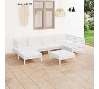 vidaXL Juego de muebles de jardín 7 piezas madera maciza pino blanco
