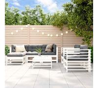 vidaXL Juego de muebles de jardín 7 pzas madera maciza de pino blanco