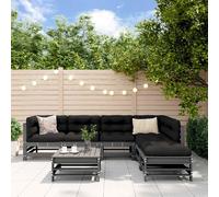 vidaXL Juego de muebles de jardín 7 pzas y cojines madera maciza gris