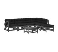 vidaXL Juego de muebles de jardín 7 pzas y cojines madera maciza gris