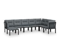 vidaXL Juego de muebles de jardín 8 pzas ratán sintético negro y gris