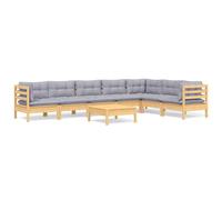 Juego de muebles de jardín 8 pzas y cojines madera maciza pino vidaxl
