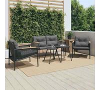 vidaXL Juego de muebles de jardín con cojines 5 piezas acero negro