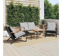 vidaXL Juego de muebles de jardín con cojines 5 piezas acero negro