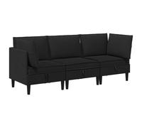 vidaXL Juego de muebles de salón 3 uds. Tela Multicolor Negro