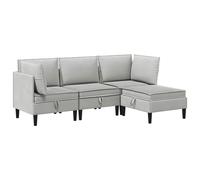 vidaXL Juego de muebles de salón 4 uds. Tela Multicolor Gris claro