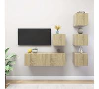 vidaXL Juego de muebles de pared 5 piezas para TV contrachapado 100x30x30 cm, Mueble de Salon, Mueble TV, Mueble TV salon, Mesa de TV, Mueble tele
