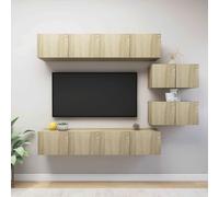 vidaXL, juego de 6 piezas de mueble para televisión, acabado Sonoma, madera contrachapada