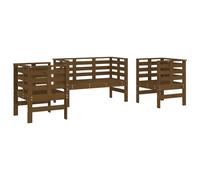 vidaXL Juego de muebles jardín 3 pzas madera maciza en color Pino marrón miel/Douglas natural/Pino natural y más | almacenamiento funcional diseño moderno para baño dormitorio sala