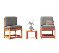 vidaXL Juego de muebles jardín 3 pzas madera maciza pino marrón cera