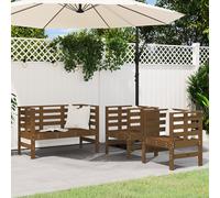 vidaXL Juego de muebles jardín 3 pzas madera maciza pino marrón miel