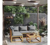 vidaXL Juego de muebles jardín 5 pzas con cojines madera maciza acacia