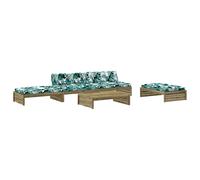 vidaXL Juego de muebles jardín 5 pzas y cojines madera pino impregnada