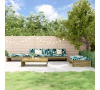 vidaXL Juego de muebles jardín 5 pzas y cojines madera pino impregnada