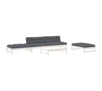 vidaXL Juego de muebles jardín 6 piezas y cojines madera maciza blanco