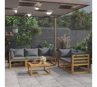 vidaXL Juego de muebles jardín 6 pzas con cojines madera maciza acacia
