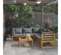 vidaXL Juego de muebles jardín 6 pzas con cojines madera maciza acacia