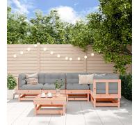 vidaXL Juego de muebles jardín 6 pzas y cojines madera abeto Douglas