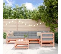 vidaXL Juego de muebles jardín 6 pzas y cojines madera abeto Douglas