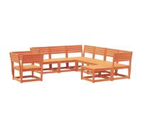 vidaXL Juego de muebles jardín 8 pzas madera maciza pino marrón cera
