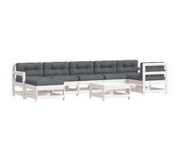 vidaXL Juego de muebles jardín 8 pzas y cojines madera maciza blanco