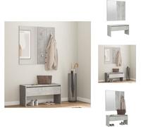 vidaXL Juego de muebles para recibidor en color gris cemento, fabricados en material de madera: bancos para recibidor y bancos tipo baúl
