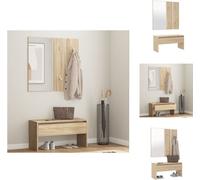 vidaXL Juego de muebles para recibidor en estilo Sonoma, fabricado en madera contrachapada, que incluye bancos y aparadores