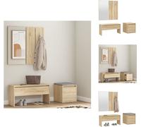 vidaXL Juego de muebles para recibidor en estilo Sonoma, fabricado en material de imitación madera - Armarios