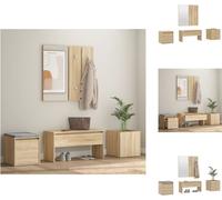 vidaXL Juego de muebles para recibidor en estilo Sonoma, fabricado en material de imitación madera - Armarios