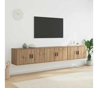 vidaXL Juego de 3 armarios de pared para televisión, estilo artesanal, en madera laminada con aspecto de roble