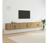 vidaXL Juego de 3 armarios de pared para televisión, estilo artesanal, en madera laminada con aspecto de roble