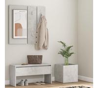 vidaXL Juego de muebles recibidor madera contrachapada hormigón gris