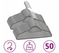 vidaXL Juego de perchas de ropa 50 uds antideslizantes terciopelo gris