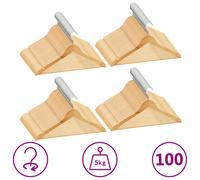 vidaXL Juego de perchas para ropa 100 uds antideslizantes madera dura