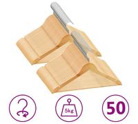vidaXL Juego de perchas para ropa 50 uds antideslizantes madera dura
