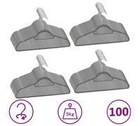 vidaXL Juego de perchas ropa 100 uds antideslizantes terciopelo gris