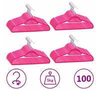 vidaXL Juego de perchas ropa 100 uds antideslizantes terciopelo rosa