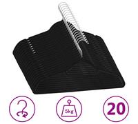 vidaXL Juego de perchas ropa 20 uds antideslizantes terciopelo negro