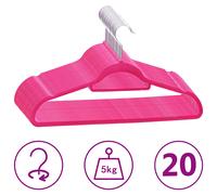 vidaXL Juego de perchas ropa 20 uds antideslizantes terciopelo rosa