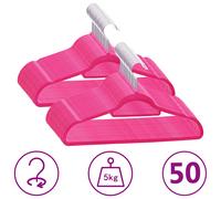 vidaXL Juego de perchas ropa 50 uds antideslizantes terciopelo rosa