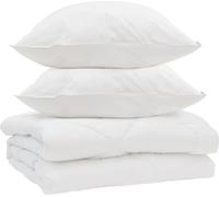 vidaXL: Juego de sábanas con fundas de almohada, 3 piezas, color blanco, microfibra