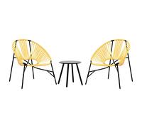 vidaXL Juego de sillas de jardín 3 piezas ratán sintético Negro y Amarillo